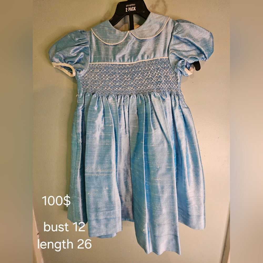 Custom girls dress beautiful sheen blue